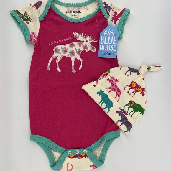 Little Blue House by Hatley Other - Little Blue House by Hatley Moose Bodysuit & Hat - New!